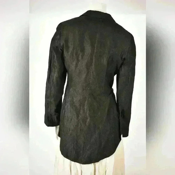 1990's KENZO Cupro Rayon Metallic Fitted Goth Tuxedo Point Blazer France 2/4US - Picture 3 of 5
